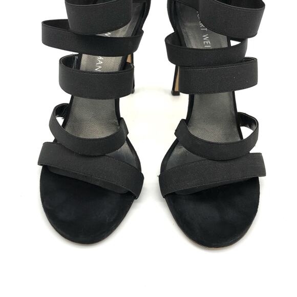 STUART WEITZMAN The Mummy Gladiator Sandal Heel Black Suede 9 - Picture 5 of 12